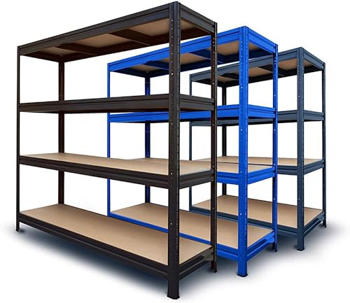 OfficeMarshal Schwerlastregal extra breit - XXL Breite 200 cm - Metallregal mit 1200 kg Gesamttraglast - Steckregal für Garage, Keller, Werkstatt - 2 Breiten & 3 Farben (grau, 177x200x60 cm)