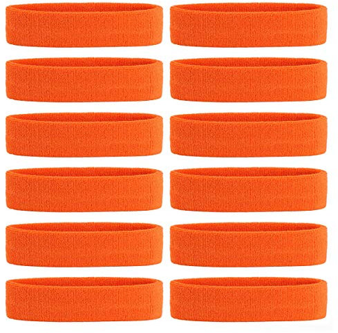 ONUPGO Schweißband-Stirnbänder für Damen und Herren, 12 Stück, Sport-Stirnbänder, feuchtigkeitsableitend, athletisches Baumwoll-Frottee-Stirnband, 20 x 5,5 cm