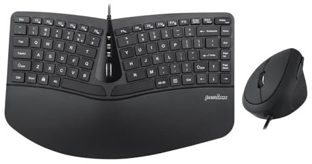 Perixx PERIDUO-406, kabelgebundene Mini-Tastatur und vertikale Maus-Kombination, verstellbare Handballenauflage, Scrollrad, Membran-Tasten, Ziffernblock Nicht im Lieferumfang enthalten, US-Layout