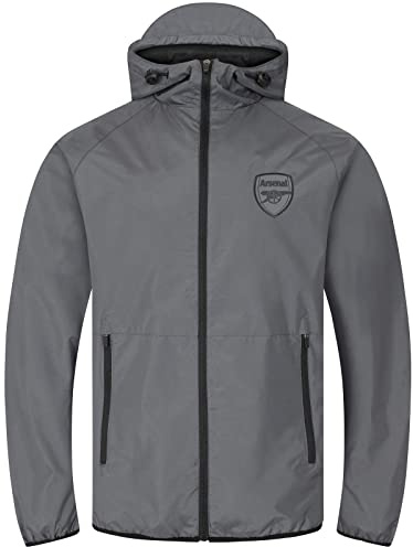 Arsenal FC Official Gift Mens Shower Jacket Windbreaker Peaked Hood Grey XL
