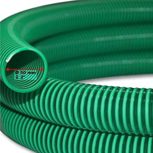 Wiltec Saugschlauch Druckschlauch 10m, flexibel, 50mm (2) grün - Made in Europe, zum Anschluss an Teichpumpen und Hauswasserwerke