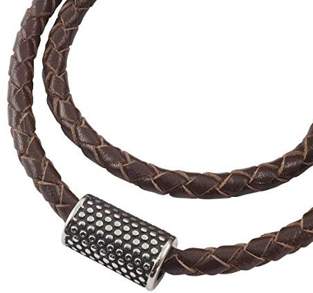König Design Lederkette Anhänger Lederband Leder-Armband 5 mm Damen Halskette Braun 40 cm lang mit Hebeldruckverschluss geflochten