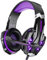 Bengoo Auriculares de Diadema con Cable para Juegos con Sonido Envolvente y Graves Estéreo para PS4, PC, Mac Nintendo, Mandos Xbox One con Micrófono, Cancelación de Ruido y Luz LED (Morado)