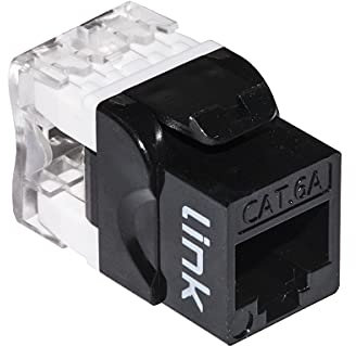LINK LK6AUB - Toma de Red Keystone Jack RJ45, categoría 6 A, UTP, Color Negro, 180 °