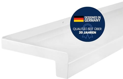 TJ Appui de fenêtre extérieur Aluminium Blanc 195 mm x 1000 mm/appui de fenetre alu ou appuie de fenêtre extérieur/tablette de fenêtre extérieur ou rebord fenêtre extérieur