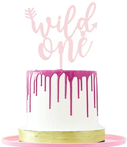 LOVENJOY Wild One Cake Topper Rose Gold 1st Birthday Decorations for Baby Girl Cake Smash Shooting, Gift Boxed