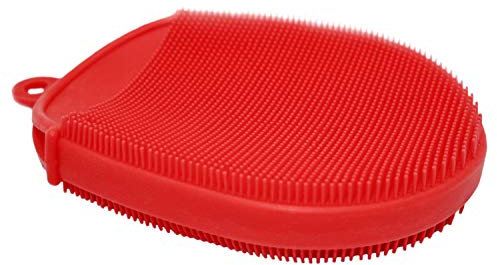 Nerthus FIH 1050 Guante de Cocina de Silicona, tipo Estropajo de Cocina de Silicona, ideal para superficies delicadas, Rojo