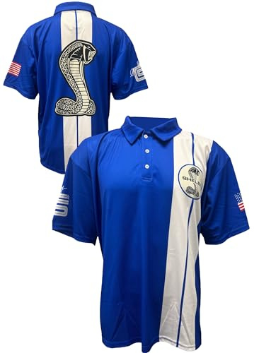 Carroll Shelby® Royal Blue Cobra Super Snake Poloshirt, offizielles Lizenzprodukt