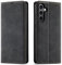 QLTYPRI Hülle für Samsung Galaxy A34 5G, Premium Dünne Ledertasche Handyhülle mit Kartenfach Ständer Flip Schutzhülle Kompatibel mit Samsung Galaxy A34 - Schwarz