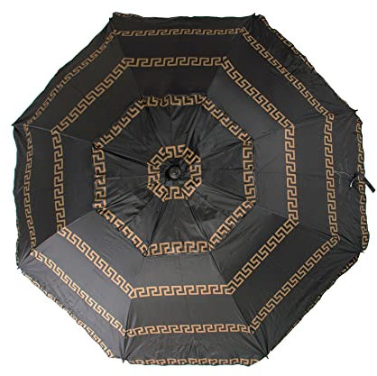 CREVICOSTA QUALITY MARK MARCAS DE CALIDAD - Sombrilla 200 cm con Espiral y Poste de Recorrido Total. Protección total contra los Rayos UV. 8 Varillas (Olimpia Negro)