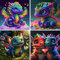 RICUVED 4 Stück Drachen Diamond Painting Erwachsene, 5D Dragon Diamant Painting Bilder Erwachsene, DIY Diamond Painting Bilder Tiere Diamant Malerei Set für Wanddekoration 30x30cm