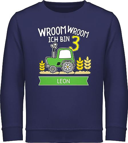 Sweater Kinder Sweatshirt Jungen Mädchen Pullover - 3. Geburtstag - Ich bin 3 Traktor Trecker Ich werde 3 Bulldog - 104 (3/4 Jahre) - Navy Blau - jahre junge dritter langarm geburtstagsshirt