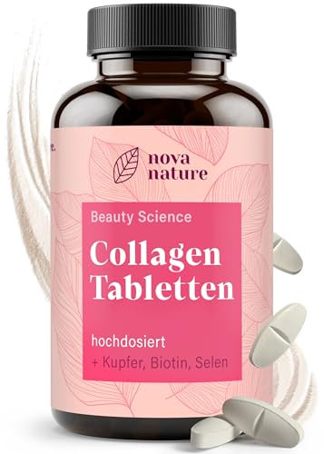 Kollagen Hochdosiert [4000mg] Kollagenhydrolysat + Biotin, Kupfer, Selen, Mangan – Kollagen Kapseln hochdosiert für Haut, Haare, Knochen & Bindegewebe – 120 Kollagen Tabletten von NovaNature