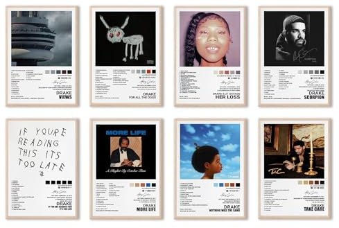 metegate Drake-Poster, Drake-Albumcover-Poster, Skorpion-Poster, Take Care-Poster, zertifizierter Liebhaber, Jungen, Leinwandposter, Wanddekoration, Kunstdruck, Poster für Zimmer, ästhetisch, 8