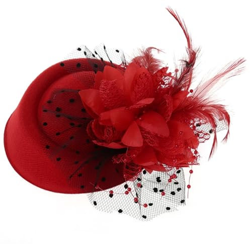 Vintage-Fascinator für Damen Mit Blumen-Teeparty-Schleier, Cocktail-Hut und Clips, Schwarzes Stirnband im Viktorianischen Zylinder-Stil