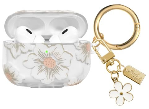 AIIEKZ - Compatibile con AirPods Pro 2 Custodia 2022, Custodia in TPU Morbido con Motivo a Fiori Carino per AirPods Pro 2nd/1st Generation Custodia con Portachiavi Fiore e Moschettone per Ragazze