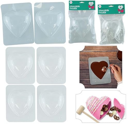 6Pcs Love-Themed Chocolate Molds, Homemade Chocolate Shaping Tools, 3D Transparent Romantic Flexible Plastic Sweets Molds for Easter, Anniversary, Christmas, Birthday, Valentine's Day Present