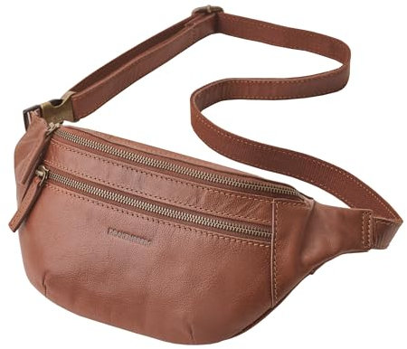 DRAKENSBERG Bruno Sac banane en cuir pour homme et femme - Nombreux compartiments - Sac banane de luxe - 3 l, Marron châtaignier, Taille unique, Ceinture porte-monnaie