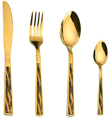HPTHLY Besteckset mit Gabeln und Löffeln, Edelstahl, Utensilienset, 72-teiliges Besteckset für 12 Personen, einschließlich Messer, Gabel und Löffel, hochglanzpoliert, spülmaschinenfest