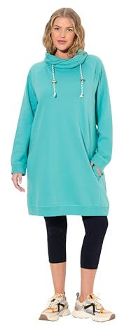 Ulla Popken Damen große Größen Übergrößen Plus Size Sweatkleid, Stehkragen, Langarm, Taschen mintgrün 46+ 825247716-46+