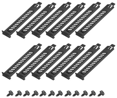 sourcing map 12PCS Black PCI Slot Cover Dust Filter, Blanking Plate Ventilation Deflector Bracket Expansion with Slant Holes for Computer Cases