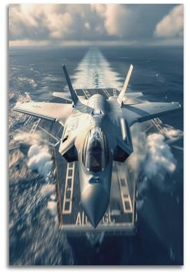 XHHOKA F-35 Lightning II Kampfflugzeug-Poster, dekorative Leinwand, Wand- und Kunstposter, 50 x 75 cm