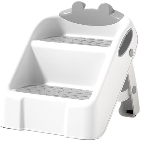 Taburete Infantil con 2 Niveles, Plegable, antivuelco y Antideslizante, para baño, Cocina, habitación Infantil a Partir de 2 años