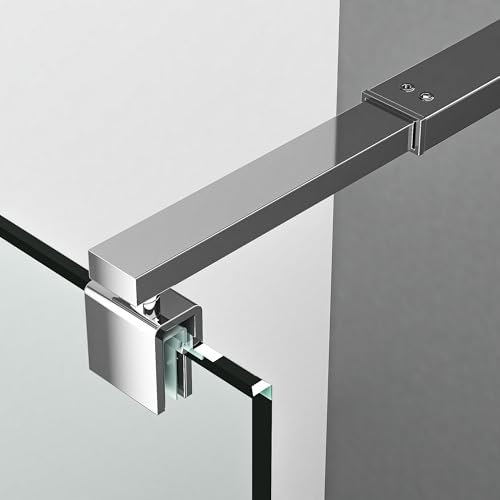 Stabilisator Haltestange Verstellbar 73-123cm Vierkantrohr Stabilisierungsstange für Duschen Duschabtrennung Glaswand Dusche Glas, Haltestange für Glasdicke 5-10 mm, Chrom