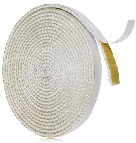 EYVRPAU Selbstklebend Kamin Dichtband, Feuerfestes Kamindichtung, Ofendichtschnur Glasfasern Hitzebeständig bis 500°C für Ofen Kamine Holzöfen (3mm x 10mm x 3m)