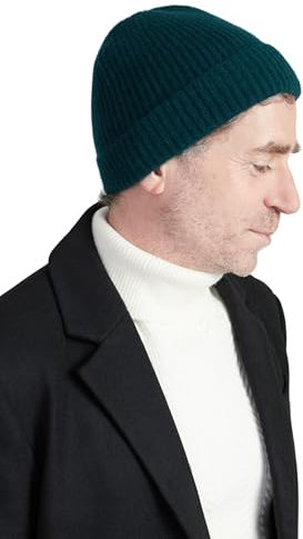 Style & Republic Herren Klassische Beanie aus 100% Kaschmir | edle Männer-Strick-Mütze aus feinstem 100% Cashmere | Bundumfang 52cm (Green)