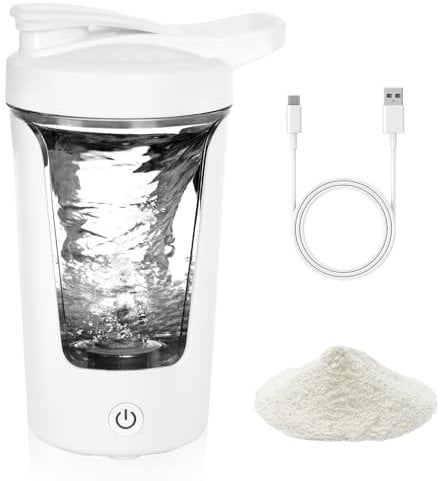 AOOWU Protein Shaker Bottle, 450ML USB C Rechargeable Electric Protein Shake Bottle, Made with Tritan, BPA Free, Leakproof Shaker Bottle Mixer, Portable Mixer Cup, Protein & Supplement Shaker Bottle