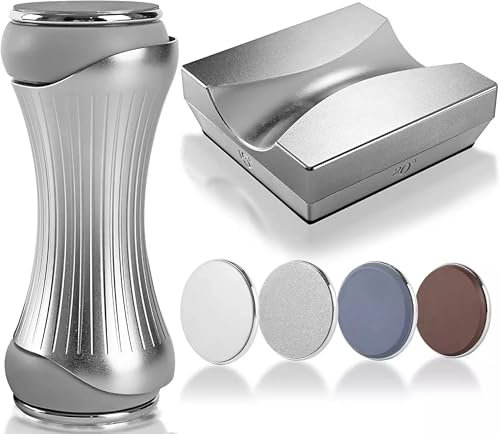 VERK Rolling Knife Sharpener - Premium Knife Sharpening Kit - 4 Interchangeable Ceramic Discs for All Hardness Levels - Ergonomic Aluminum Body with 4 Adjustable Angles