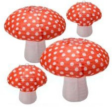 4 Stück Pilz Lampions Papier Laternen Geburtstag Dekorationen Lampion Wild Kindergeburtstag Party Deko Rot (2×20cm, 2×30cm)