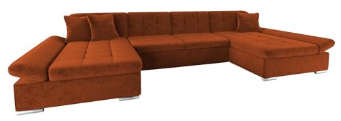 Mirjan24 Ecksofa Alia mit Regulierbare Armlehnen, 2 Bettkasten und Schlaffunktion, U-Form Eckcouch vom Hersteller, Sofa Couch Wohnlandschaft (Clara 215.02)