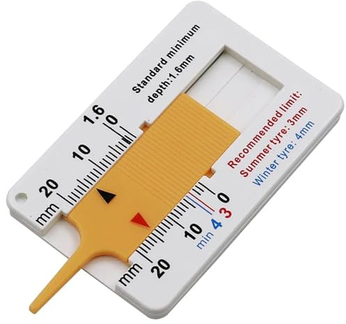 cyclingcolors Profiltiefenmesser 0-20 mm Kunststoff Tiefenmesser Reifen Messbereich Profilmesser Reifen Tragbar Tiefenmessschieber Profiltiefen-Messgerät