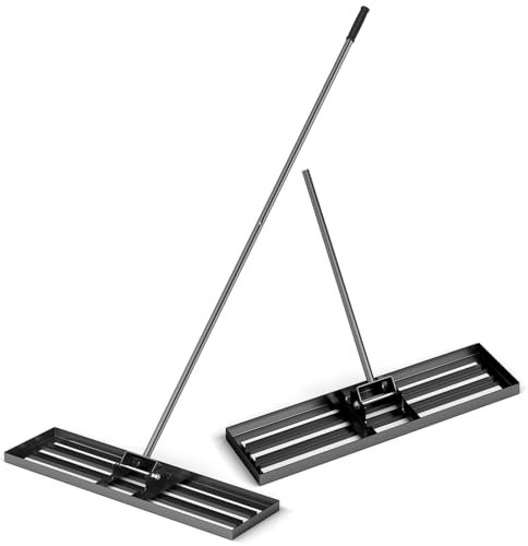 COSTWAY Lawn Leveling Rake, 30”/36”/42” x 10” Lawn Leveler with 77” Ergonomic Handle, Heavy Duty Landscape Rake Soil Leveling Tool for Garden, Golf Course and Farm (36” x 10”/91 x 25cm, Black)