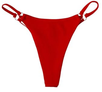 GORGLITTER Damen Bikini Unterteil Tanga Bikinihose Bikini Bottom mit Ring Bindung Bikinislip Rot S