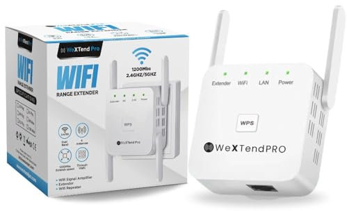WeXtend Pro 5G Wireless WiFi Extender Signal Booster, Extend Your Wi-Fi Signal in Your Home, Plug It in and Boost Your Wi-Fi Signal for Home or Office (1200 Mbps)