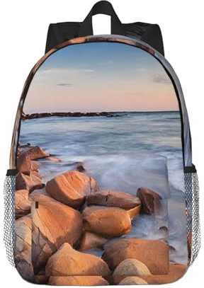 LHFIOHIRG Verstellbarer Rucksack für Jungen und Mädchen, Motiv: Strand Maui, Hawaii, Sonnenuntergang, Meer, Wellen, Wolken, Schule, Büchertasche, Reisen, Tagesrucksack, leichter Laptop-Rucksack für