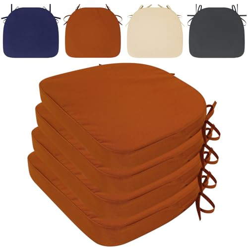 RUIXUAN Stuhlkissen, Wasserdichtes Sitzkissen, 50 x 50 x 12 cm rund (orange-4pcs)