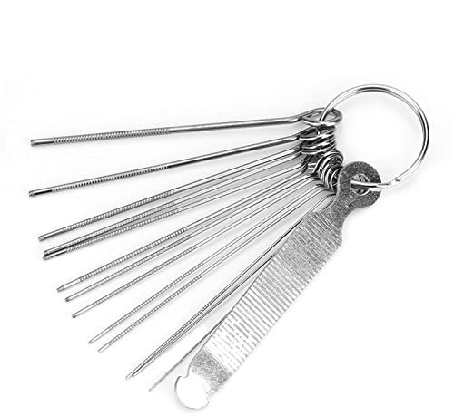 Mtlavishness Set di lime per capotasto in acciaio inox di alta qualità, ideale per archiviare le corde di chitarre e ukulele, viene fornito con 13 lime rotonde di diverse dimensioni e una piatta