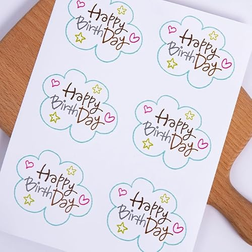 Happy birthday Stickers,60pcs Personalised cute Stickers,Self-Adhesive Happy birthday Stickers für Seinladungen Basteln,Umschlagaufkleber Siegelaufkleber,for Envelope Baking Gift Packaging(7 * 6.5cm