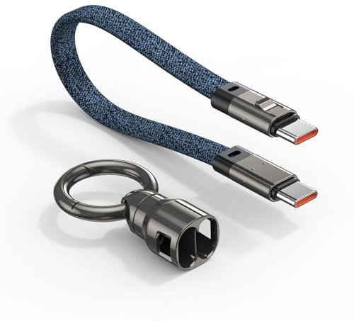 A.S USB C Cable Keychain Charger Cable, Short 240W PD Fast Charging Cord, USB C to USB C Cable 480Mbps Data Transfer, Thunderbolt 3 for MacBook Android Auto External SSD Type C Devices(1 Pack/0.49ft)