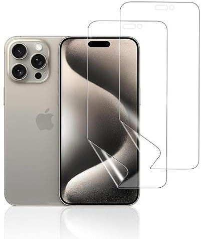 KoasVonson Pellicola Protettiva Idrogel per iPhone 15 Pro Max, 2 Pezzi Trasparente Morbido TPU Protezion Anti graffio, HD, Supporto ID Impronte Digitali