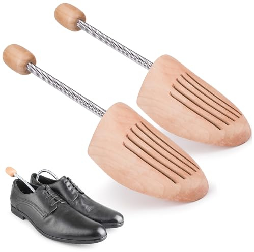 TULMERO Schuhspanner Herren & Damen – Schuhdehner aus Kiefernholz für Schuhe & Stiefel, 2 Stück – Atmungsaktive Holzspanner mit Doppelfeder für perfekte Form & Frische