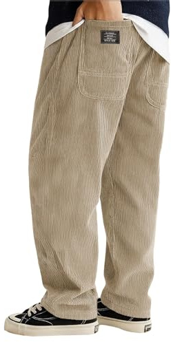 Generisch Pantalon en velours côtelé pour homme - Pantalon d'hiver chaud - Grandes tailles - Pantalon de sport léger - Couleur unie - Pantalon de loisirs respirant - Pantalon de travail classique