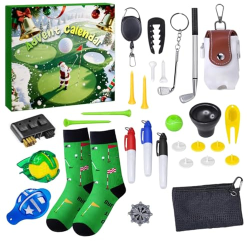 Golf-Adventskalender 2025 für Erwachsene & Kinder – 24 Tage Mini-Golf-Zubehör, Dekor & Überraschungen | Einzigartiges Weihnachts-Countdown-Geschenk für Männer, Frauen, Ehemann, Vater, Freund, Teen