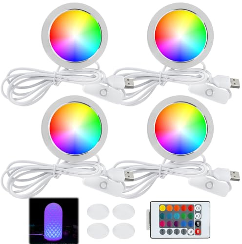 4 Stück 3D-Drucker LED-Lampen-Kit, Nachtlicht Modelle Ersatz, Rgb Licht, LED-Lampenbeleuchtungsset, 3D Drucker LED Streifen Beleuchtung, USB-Betrieben, Für Nachtlicht Modelle Crafting