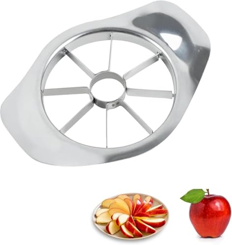 YXL Stainless Steel Apple Cutter and Corer, 8 Blade Apple Slicer with Handle for Home Kitchen, Ultra-Sharp Fruit Slicer for Quick and Easy Fruit Slicing, Silver