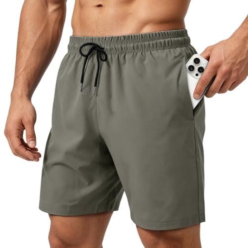 HEOAARG Short De Bain Homme SéChage Rapide Sport Bermuda Short Respirant Maillot De Bain Homme avec Poche ZippéE Et Cordon Élastique